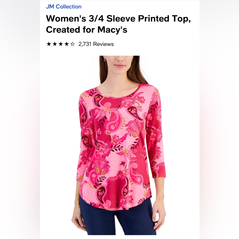 Beautiful feeling and looking tunic with 3/4 length sleeves.